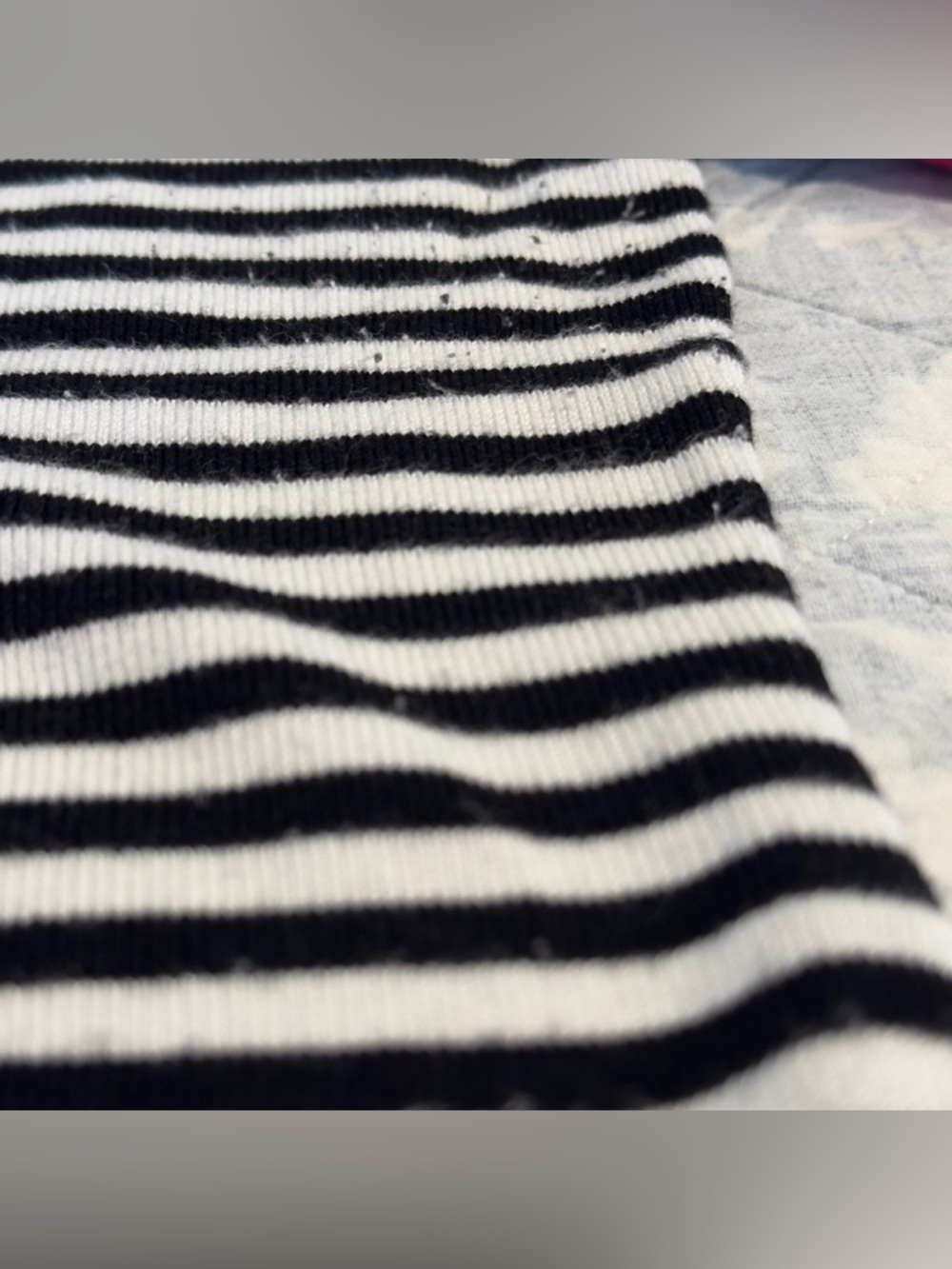 Karl Lagerfeld Black & White Striped Knit Top with Hot Pink Trim - Picture 4 of 4